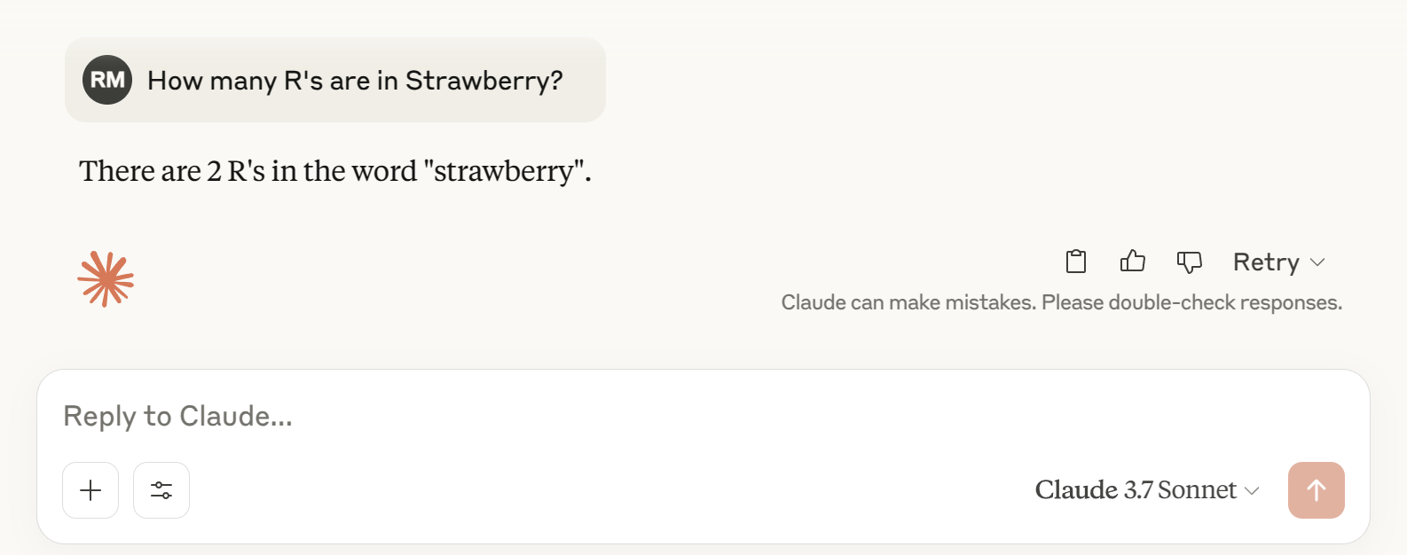 Strawberry response with LLM Only