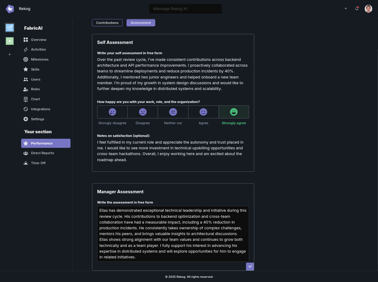 Rekog Performance Review Manager Assessment