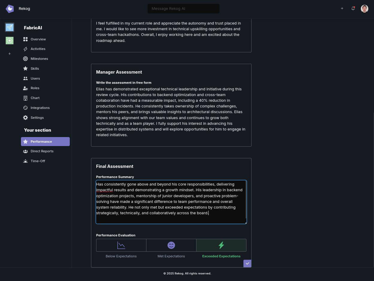 Rekog Performance Review Finalization